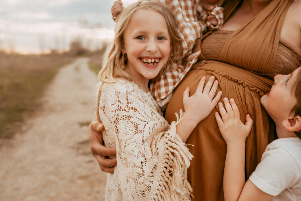 spring Michigan maternity session during golden hour